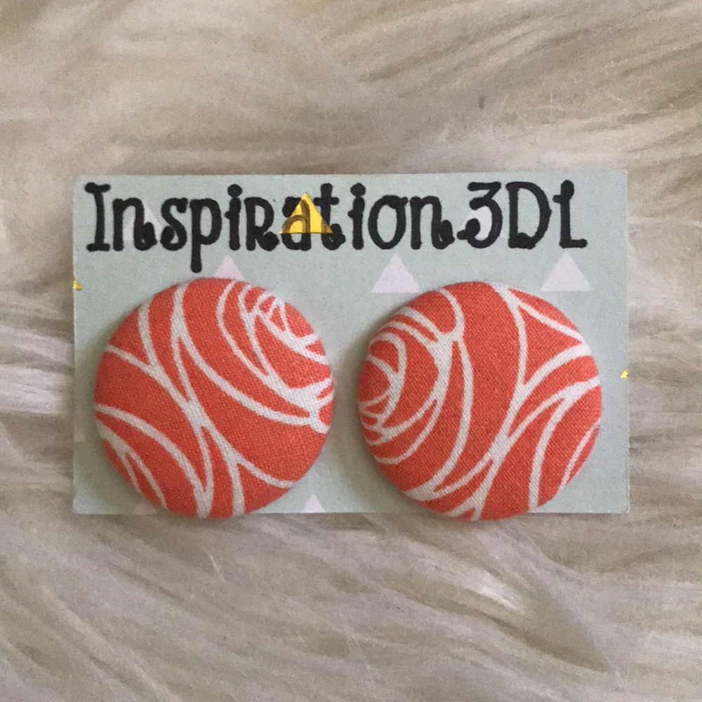 Rose Pattern Handmade Button Earrings